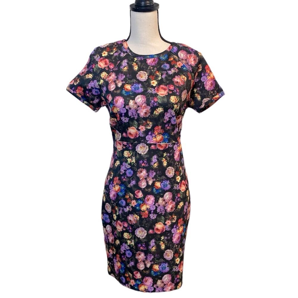 Sweet Sinnamon Floral Scuba Sheath Dress Size Medium